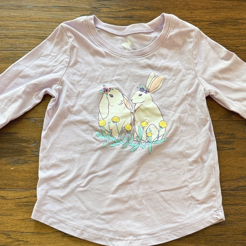 Lavender Bunny Easter Graphic Kids Tee 5T